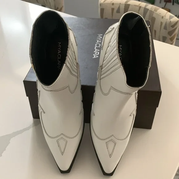 MYACLARA Italian western ankle boots leather NIB size 7 EU 38 - Picture 8 of 11